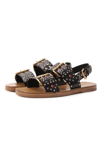 Мужские кожаные сандалии GUCCI черного цвета, арт. 72581606F00 1000 | Фото 1 (Материал внешний: Натуральная кожа; Материал сплава: Проставлено; Нос: Не проставлено; Материал внутренний: Натуральная кожа)