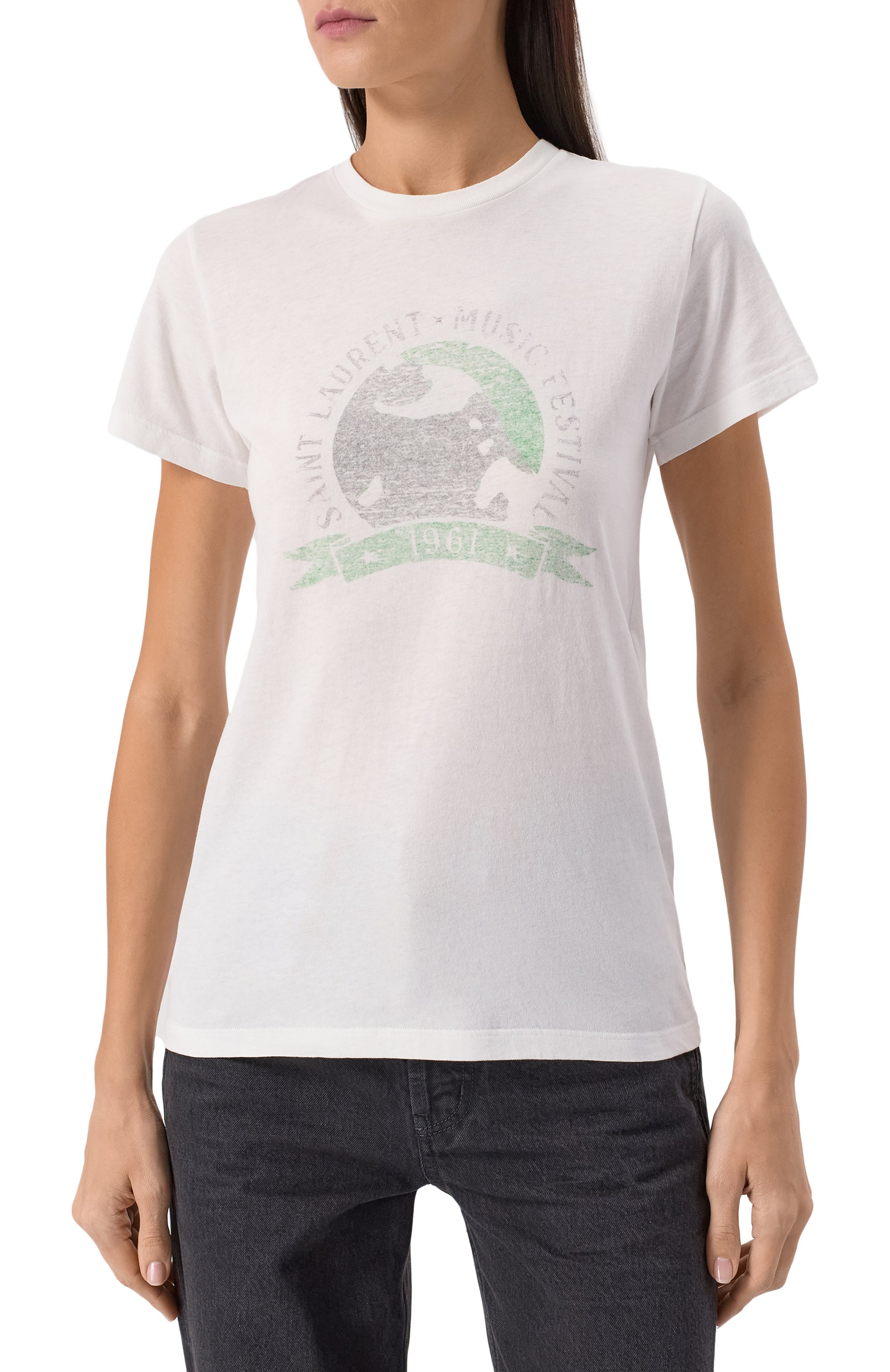Хлопковая футболка SAINT LAURENT, арт. 817047/Y37YJ, фото 3