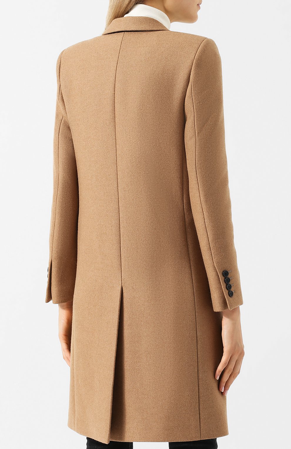 Однотонное шерстяное пальто прямого кроя SAINT LAURENT, арт. 517798/Y190T, фото 4