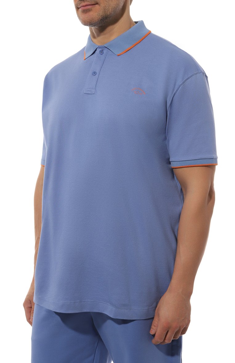 Мужское хлопковое поло PAUL&SHARK синего цвета, арт. 24411300/3XL-6XL | Фото 3 (Материал внешний: Хлопок; Рукава: Короткие; Длина (для топов): Удлиненные; Застежка: Пуговицы; Стили: Кэжуэл; Принт: Без принта; Мужское Кросс-КТ: Футболка-одежда; Автоматизация ТО: Проставлено; Автоматизация состава: Проставлено)