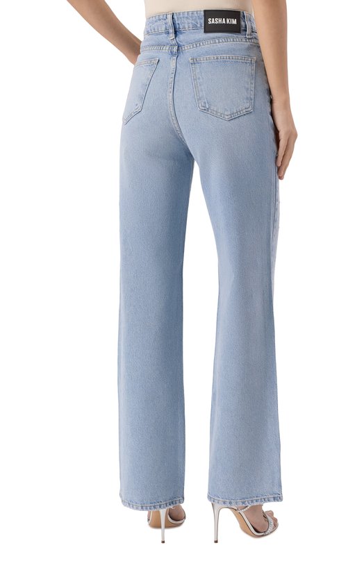 Джинсы с отделкой стразами Sasha Kim SK-00001792 Голубой  SK-00001792 Фото 4