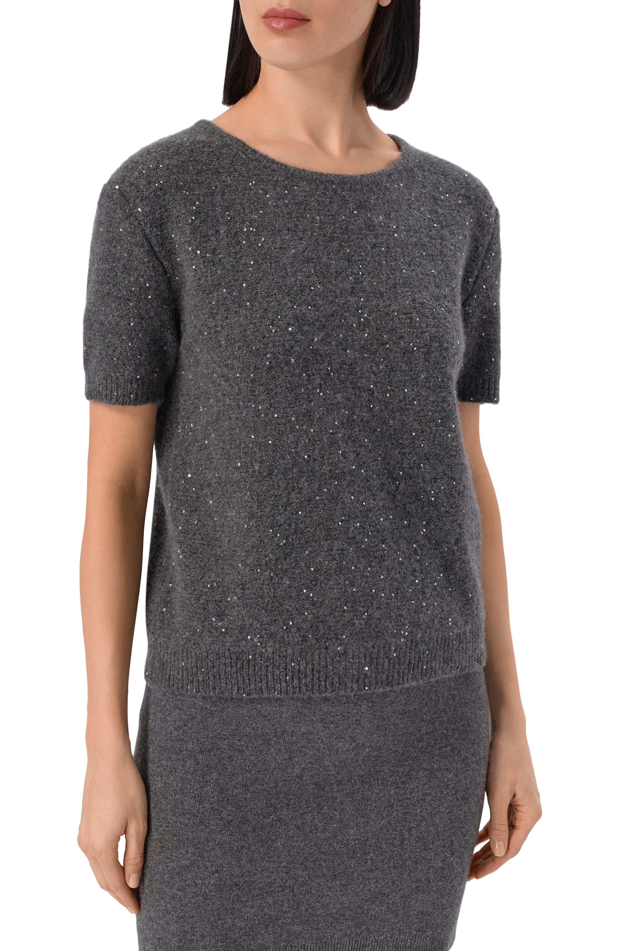 Пуловер из кашемира и хлопка ADDICTED серого цвета по цене 37050 руб., арт. AD2504, фото 3 Пуловер из кашемира и хлопка ADDICTED, арт. AD2504, фото 3