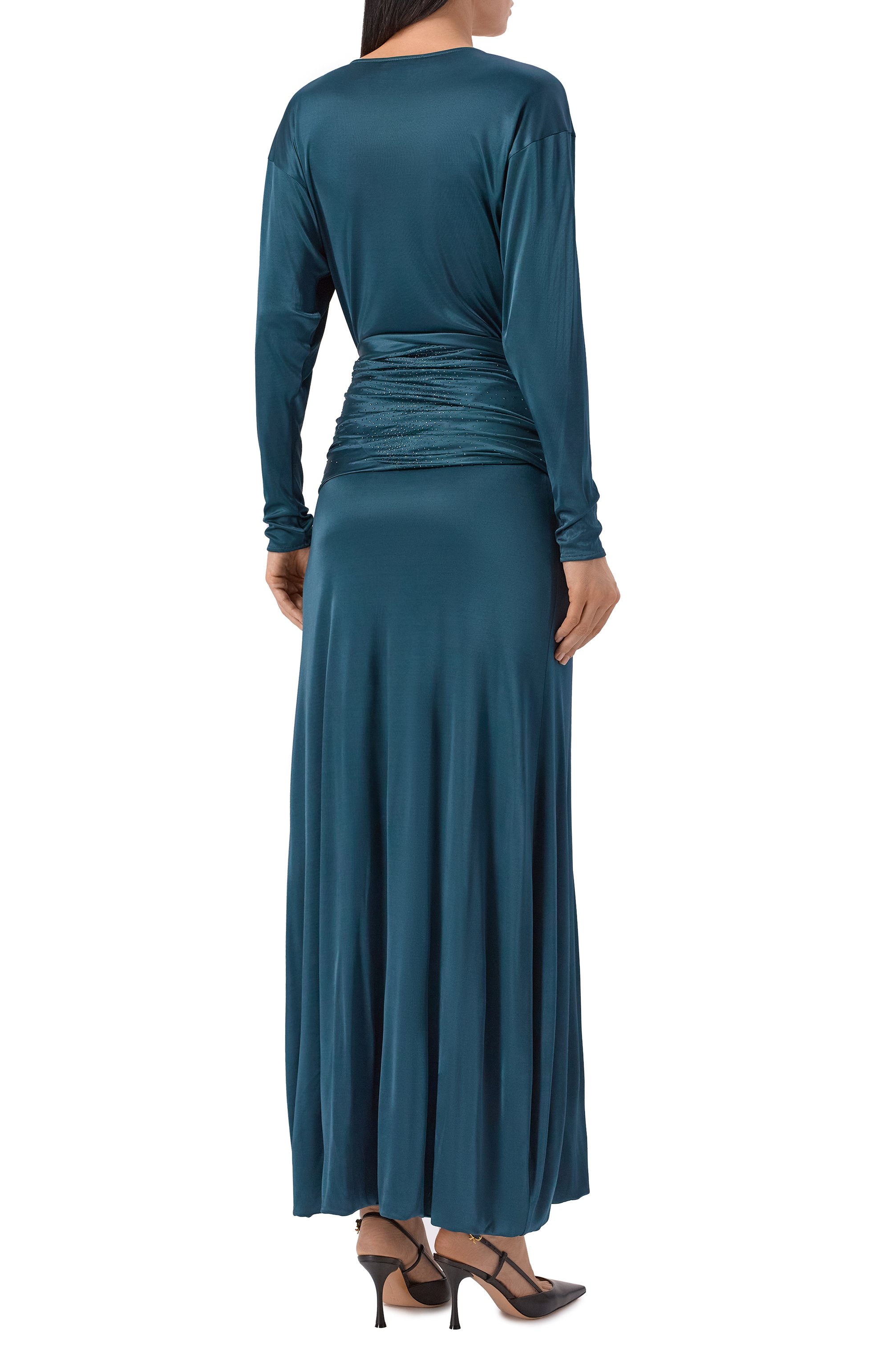 Атласное платье GIORGIO ARMANI зеленого цвета по цене 358000 руб., арт. GW003225/AF24627, фото 3 Атласное платье GIORGIO ARMANI, арт. GW003225/AF24627, фото 3