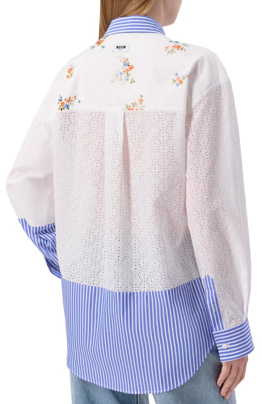 Хлопковая рубашка MSGM 4041MDE13Y/267157 Разноцветный  4041MDE13Y/267157 Фото 4