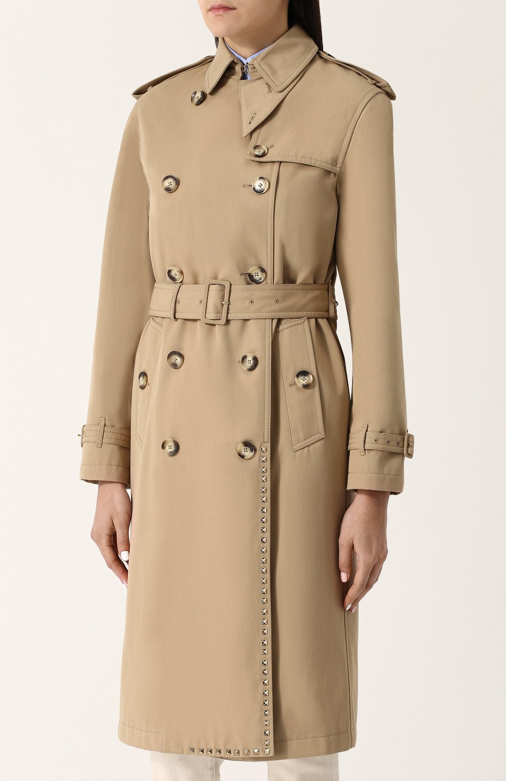 Однотонный двубортный тренч с поясом и погонами VALENTINO, арт. PB3CA169/2PQ, фото 3