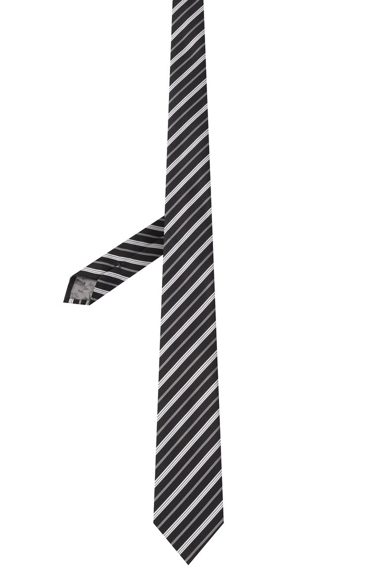 Мужской шелковый галстук EMPORIO ARMANI черного цвета, арт. EM001346/TE13714 | Фото 3 (Нос: Не проставлено; Материал: Шелк, Текстиль; Принт: С принтом)
