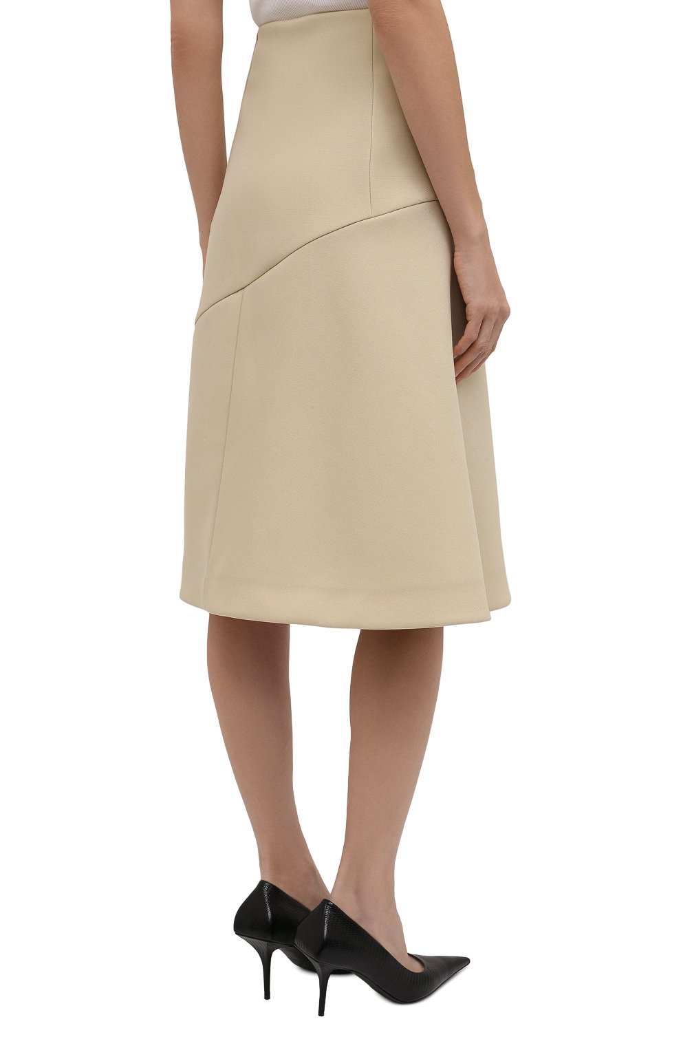 Шерстяная юбка JIL SANDER кремового цвета по цене 129000 руб., арт. JSWT357613-WT201000, фото 4 Шерстяная юбка JIL SANDER, арт. JSWT357613-WT201000, фото 4