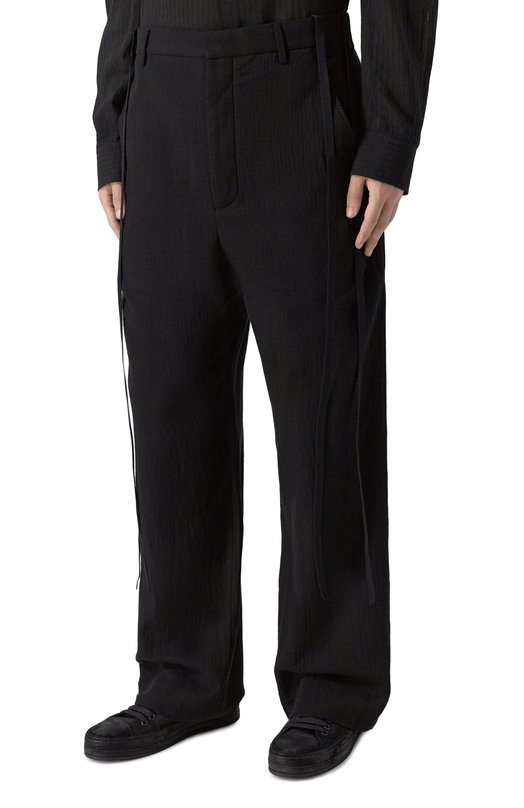 Хлопковые брюки Ann Demeulemeester B0010304/FA718 Чёрный  B0010304/FA718 Фото 3