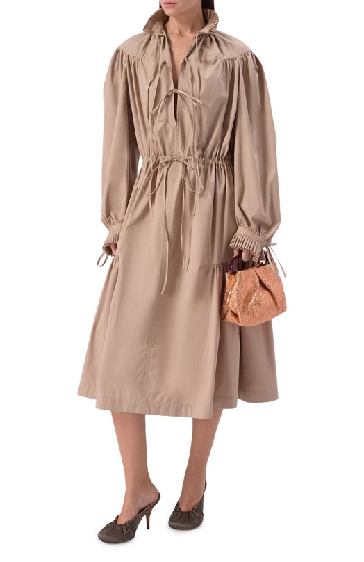 Хлопковое платье Dries Van Noten 131056/3314 Бежевый  131056/3314 Фото 2