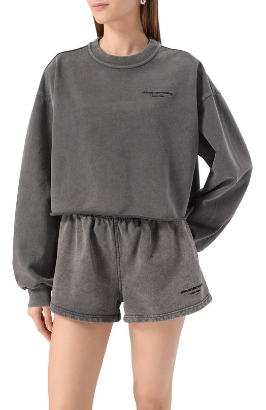 Хлопковый свитшот Alexander Wang 1CC3251081 Серый  1CC3251081 Фото 3
