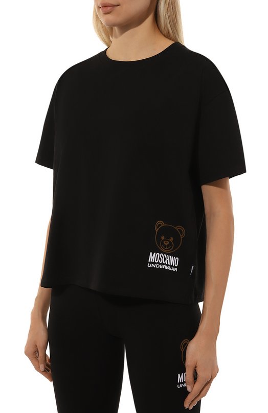 Хлопковая футболка Moschino A0701/4406 Чёрный  A0701/4406 Фото 3