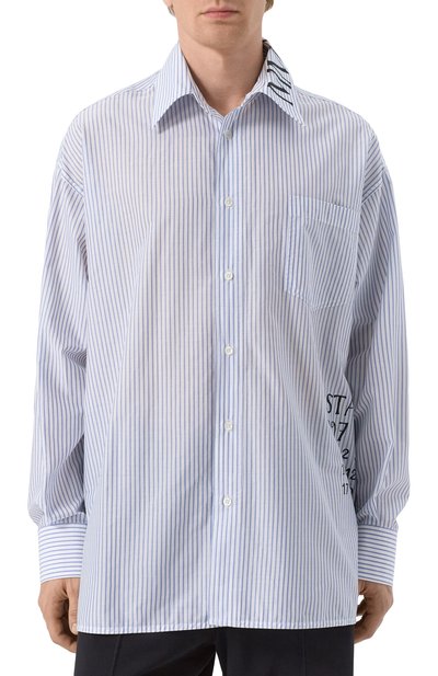 Хлопковая рубашка MM6 голубого цвета по цене 75750 руб., арт. SH0DT0014/M35251, фото 3 Хлопковая рубашка MM6, арт. SH0DT0014/M35251, фото 3