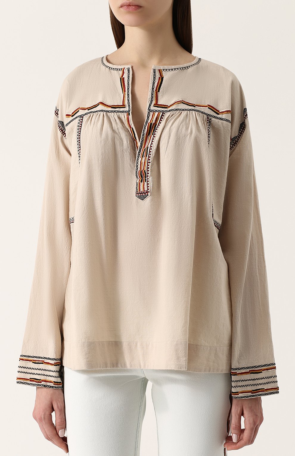 Хлопковая блуза свободного кроя с v-образным вырезом ISABEL MARANT ETOILE, арт. HT1119-18P032E/BILCKY, фото 3