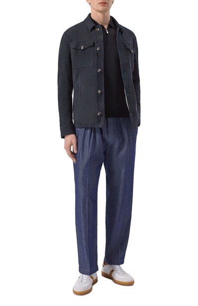 Поло из шелка и хлопка GRAN SASSO черного цвета по цене 37200 руб., арт. 43166/16290, фото 2 Поло из шелка и хлопка GRAN SASSO, арт. 43166/16290, фото 2