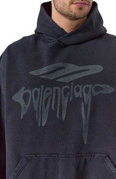 Мужской хлопковое худи BALENCIAGA черного цвета, арт. 803265/TRVS9 | Фото 5 (Длина (для топов): Стандартные; Материал сплава: Проставлено; Драгоценные камни: Проставлено; Материал внешний: Хлопок; Рукава: Длинные; Мужское Кросс-КТ: Худи-одежда; Принт: С принтом; Стили: Спорт-шик)