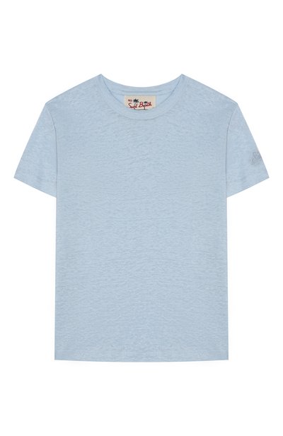 Льняная футболка MC2 SAINT BARTH голубого цвета по цене 9950 руб., арт. STBK ALEX N/00099H, фото 1 Льняная футболка MC2 SAINT BARTH, арт. STBK ALEX N/00099H, фото 1