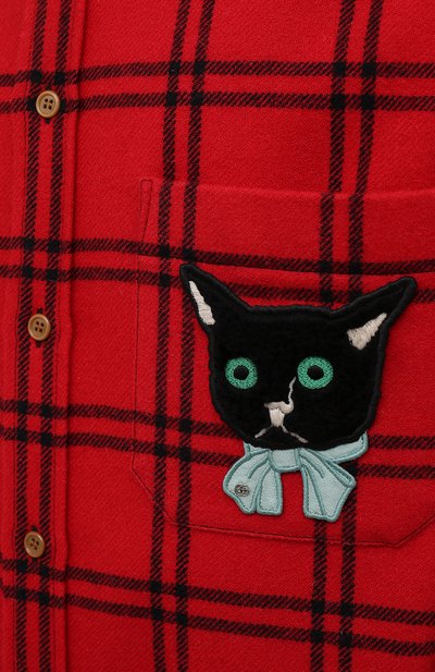 Шерстяная рубашка GUCCI красного цвета по цене 119000 руб., арт. 663380/ZAHB1, фото 5 Шерстяная рубашка GUCCI, арт. 663380/ZAHB1, фото 5