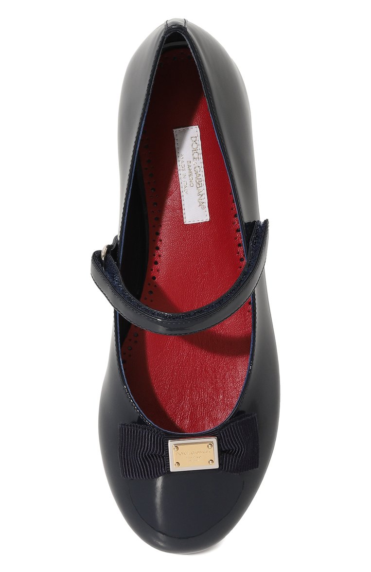 Детские кожаные балетки DOLCE & GABBANA темно-синего цвета, арт. D11193/A5291/37-39 | Фото 4 (Материал внутренний: Натуральная кожа; Нос: Не проставлено; Материал внешний: Натуральная кожа)