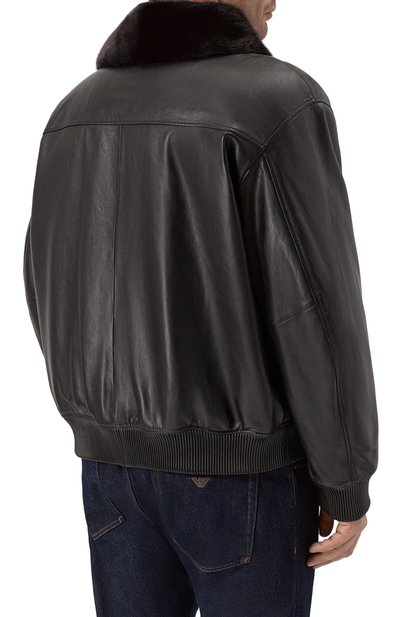 Кожаный бомбер с подкладкой из норки MVST, арт. M25.1PM.0004/BIG SIZE/PL0NGE, фото 4