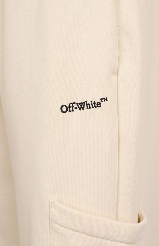 Хлопковые брюки Off-White 0WCH025S25FLE002 Кремовый  0WCH025S25FLE002 Фото 6