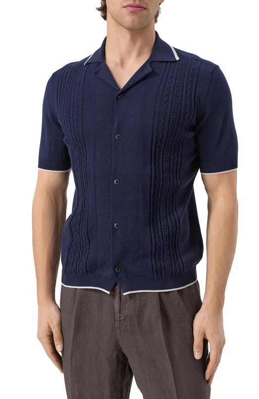Хлопковая рубашка Brunello Cucinelli M29203415 Синий  M29203415 Фото 3