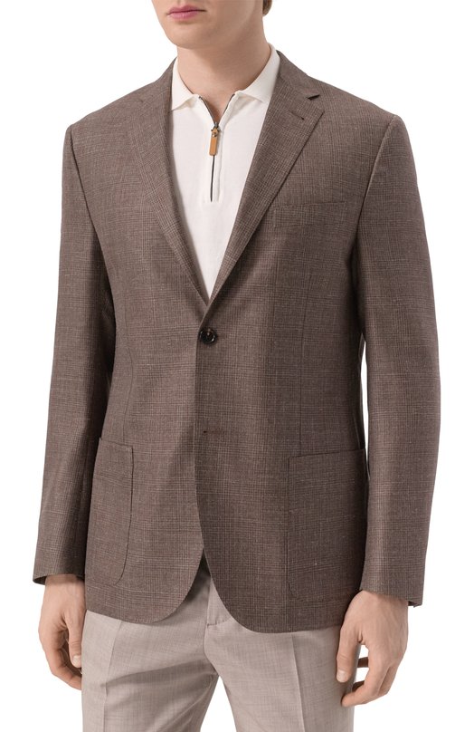 Пиджак из шерсти и шелка Corneliani 25X002-2516206 Коричневый  25X002-2516206 Фото 5