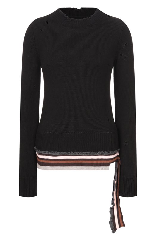 Хлопковый пуловер MM6 S52HL0058/M13205 Чёрный S52HL0058/M13205