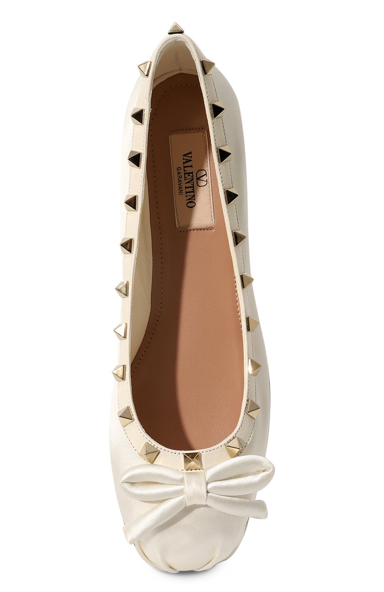 Женские текстильные балетки rockstud VALENTINO кремового цвета, арт. 3W2S0HQ5/SWH | Фото 6 (Подошва: Плоская; Материал внутренний: Натуральная кожа; Материал внешний: Текстиль; Каблук высота: Низкий)