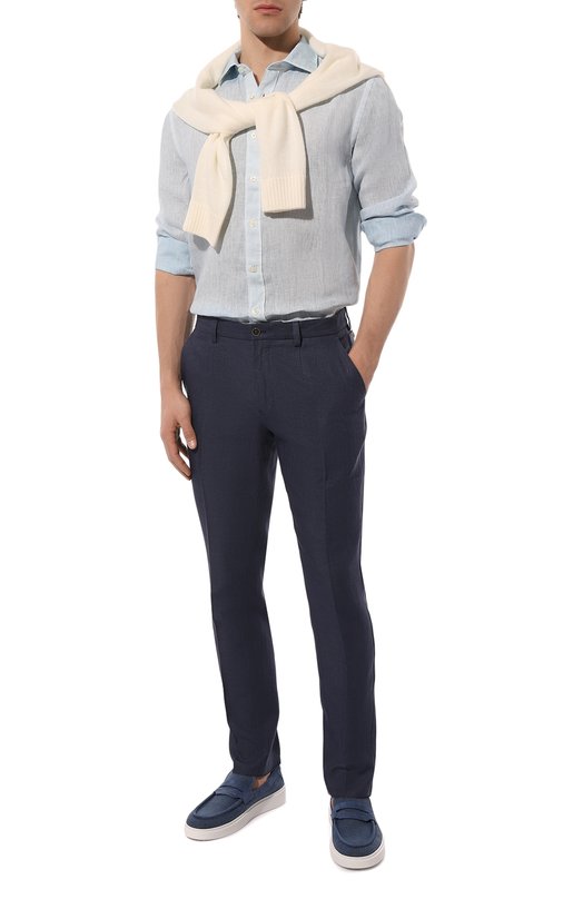 Льняные брюки Dolce & Gabbana GY6IET/FU4LF Синий  GY6IET/FU4LF Фото 2