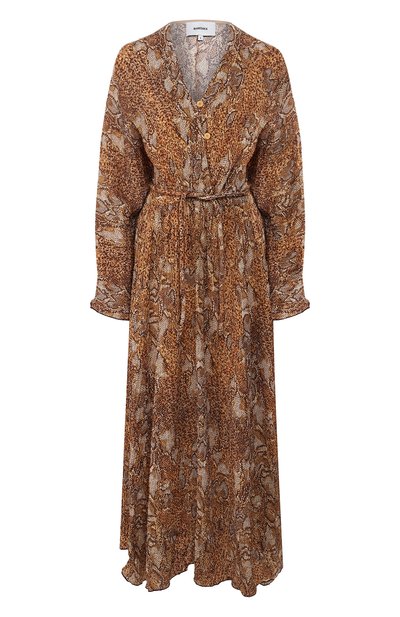 Женское платье из вискозы NANUSHKA, арт. CHUL_BR0WN SNAKE_60`S PLEAT