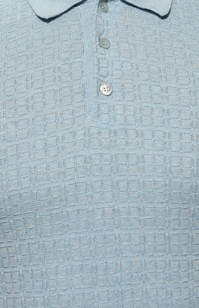 Поло из шелка и хлопка IL BORGO CASHMERE голубого цвета по цене 51350 руб., арт. 57-1090-M0DG0, фото 5 Поло из шелка и хлопка IL BORGO CASHMERE, арт. 57-1090-M0DG0, фото 5
