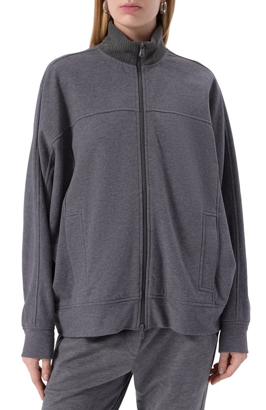 Хлопковая толстовка Brunello Cucinelli MN05NHR216 Серый  MN05NHR216 Фото 3