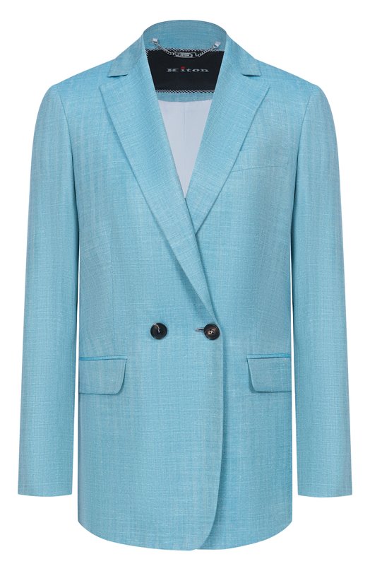 Жакет из шерсти и шелка Kiton D61528K0941E Голубой D61528K0941E