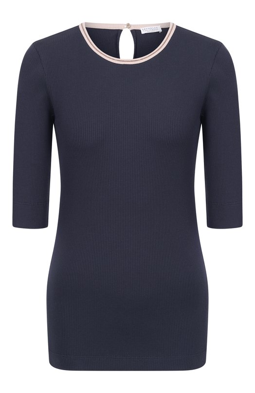 Хлопковый пуловер Brunello Cucinelli MG902D0300 Синий MG902D0300