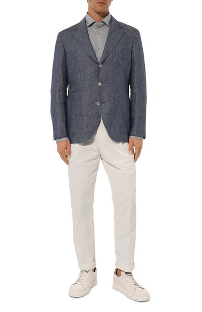 Льняной пиджак BRUNELLO CUCINELLI синего цвета по цене 327000 руб., арт. MS4987BND, фото 2 Льняной пиджак BRUNELLO CUCINELLI, арт. MS4987BND, фото 2