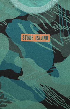 Детская хлопковая футболка STONE ISLAND бирюзового цвета, арт. 215/19/6-8 | Фото 3 (Материал внешний: Хлопок; Рукава: Короткие; Драгоценные камни: Проставлено; Материал сплава: Проставлено; Мальчики Кросс-КТ: Футболка-одежда; Ростовка одежда: 8 лет | 128 см, 6 лет | 116 см)