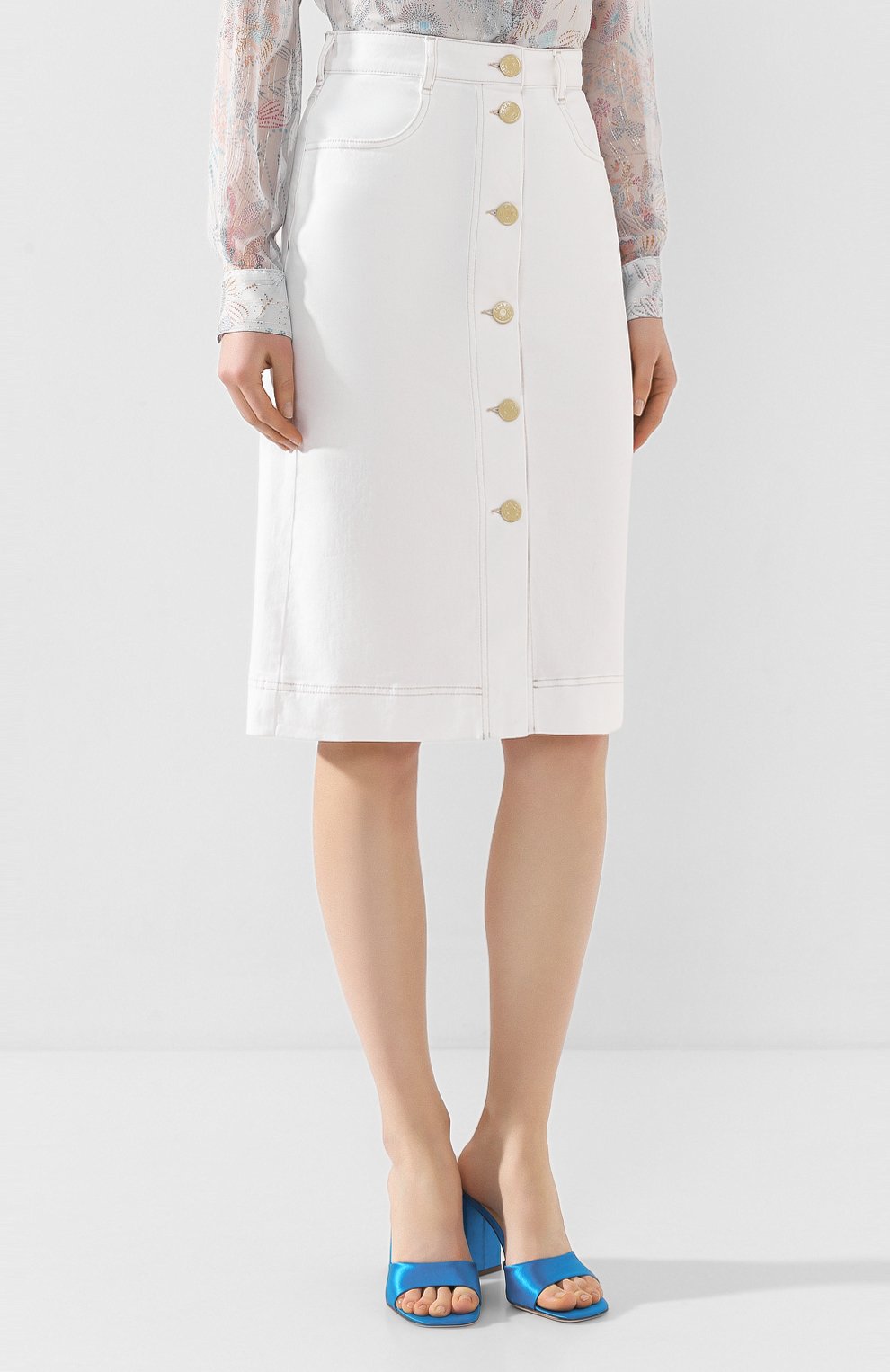 Джинсовая юбка SEE BY CHLOÉ белого цвета по цене 29950 руб., арт. CHS20SDJ07163, фото 3 Джинсовая юбка SEE BY CHLOÉ, арт. CHS20SDJ07163, фото 3