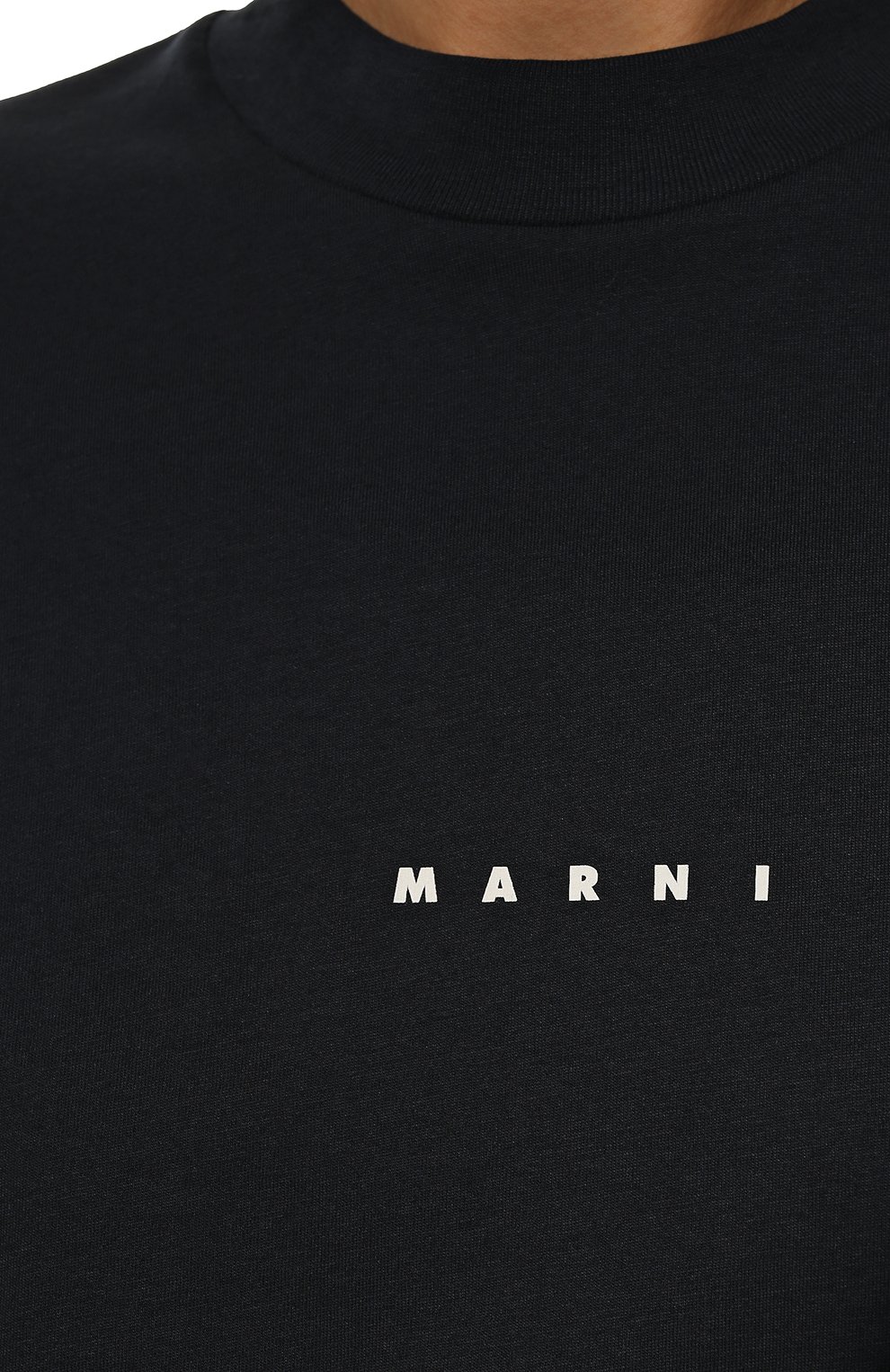 Хлопковая футболка MARNI темно-синего цвета по цене 35150 руб., арт. THJE0263P1/USCS87, фото 5 Хлопковая футболка MARNI, арт. THJE0263P1/USCS87, фото 5