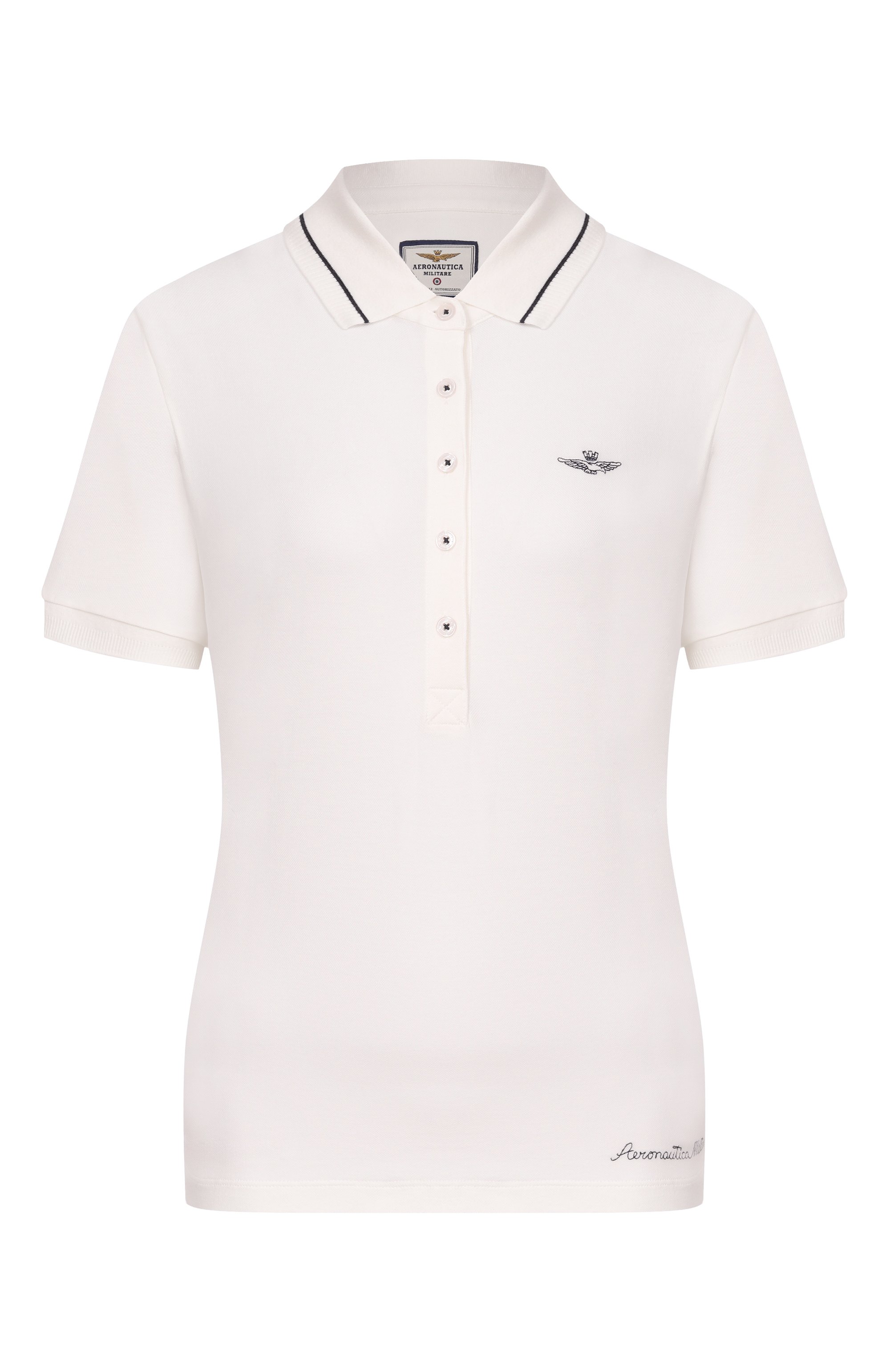 Хлопковое поло AERONAUTICA MILITARE молочного цвета по цене 13400 руб., арт. P01911DP00343, фото 1 Хлопковое поло AERONAUTICA MILITARE, арт. P01911DP00343, фото 1