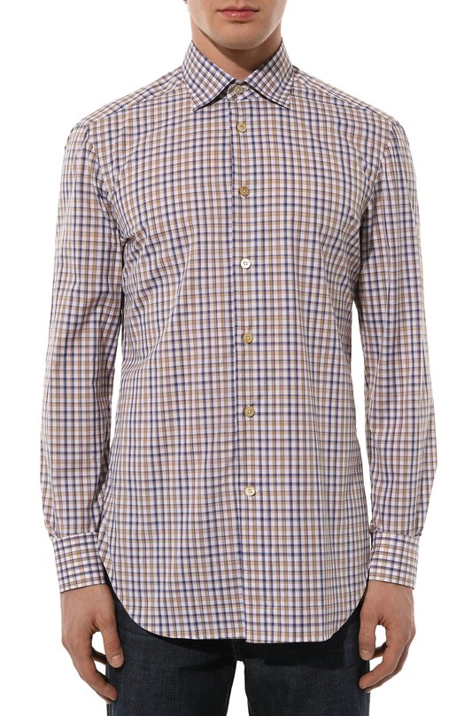 Хлопковая рубашка Kiton UCIH08879 Бежевый  UCIH08879 Фото 3