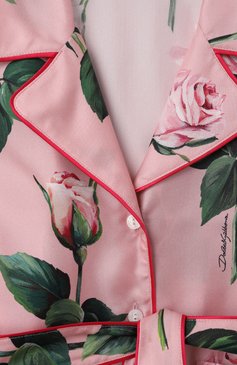 Детское шелковая рубашка DOLCE & GABBANA светло-розового цвета, арт. L56S29/IS1X8/2-6 | Фото 3 (Рукава: Длинные; Материал внешний: Шелк; Случай: Повседневный; Ростовка одежда: 4 года | 104 см, 6 лет | 116 см, 2 года | 92 см)