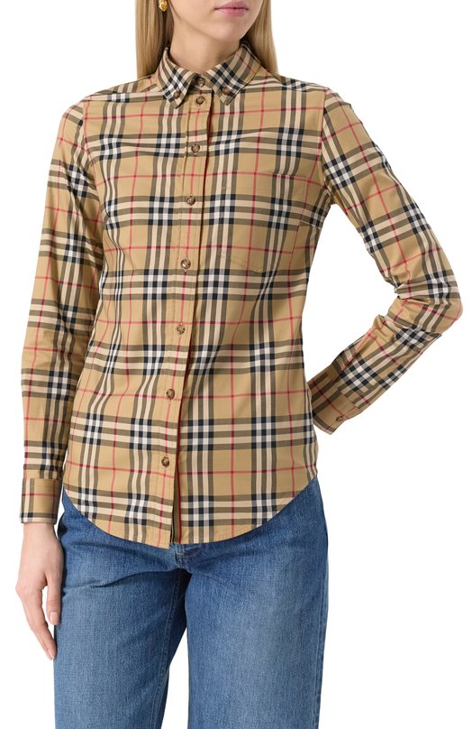 Хлопковая рубашка Burberry 8022284 Бежевый  8022284 Фото 3