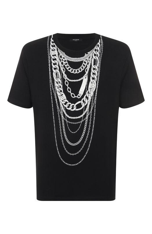 Хлопковая футболка Balmain FH1EG000/GF06 Чёрный FH1EG000/GF06