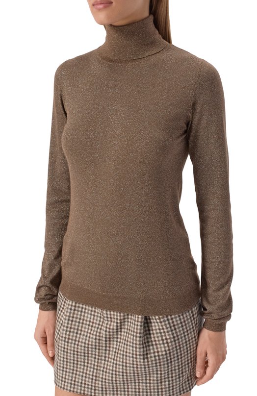 Водолазка из кашемира и шелка Brunello Cucinelli M41800063P Коричневый  M41800063P Фото 3