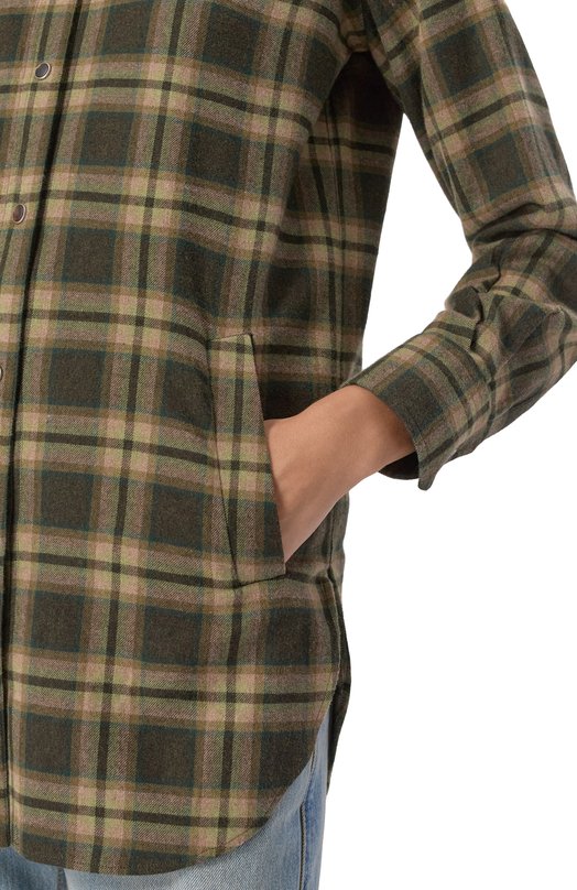 Хлопковая рубашка Kiton D54435H0906602 Хаки  D54435H0906602 Фото 5