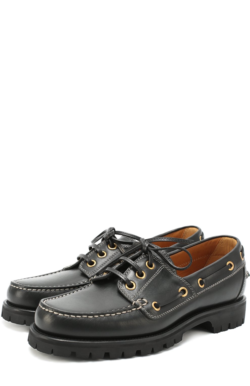 Кожаные топсайдеры на рифленой подошве GUCCI, арт. 450714/DTN20, фото 1