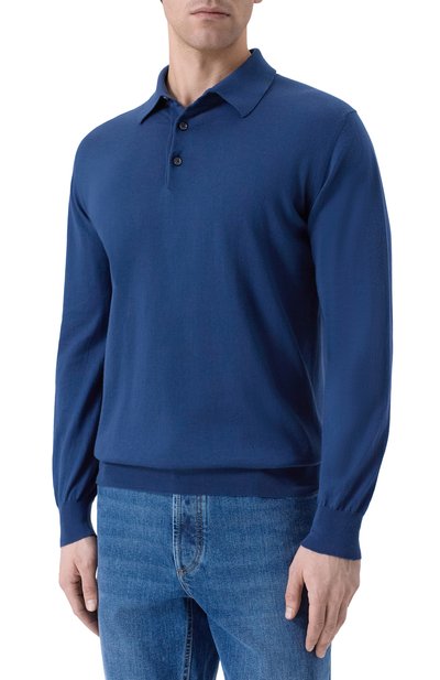 Хлопковое поло KITON синего цвета по цене 143500 руб., арт. UMKXX35_001, фото 3 Хлопковое поло KITON, арт. UMKXX35_001, фото 3