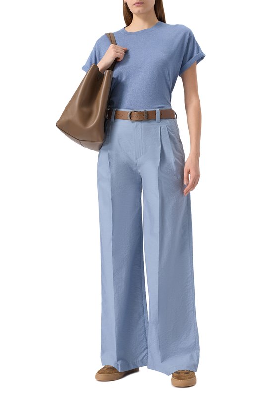 Хлопковые брюки Brunello Cucinelli M0F79P8853 Голубой  M0F79P8853 Фото 2