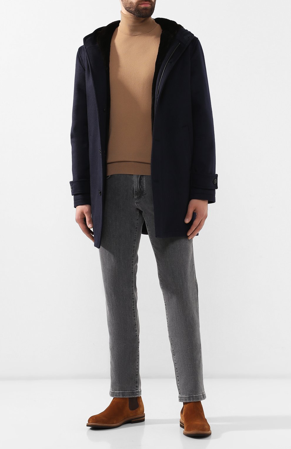 Кашемировое пальто с подкладкой из бобра KITON, арт. UW0579MV03R75, фото 2