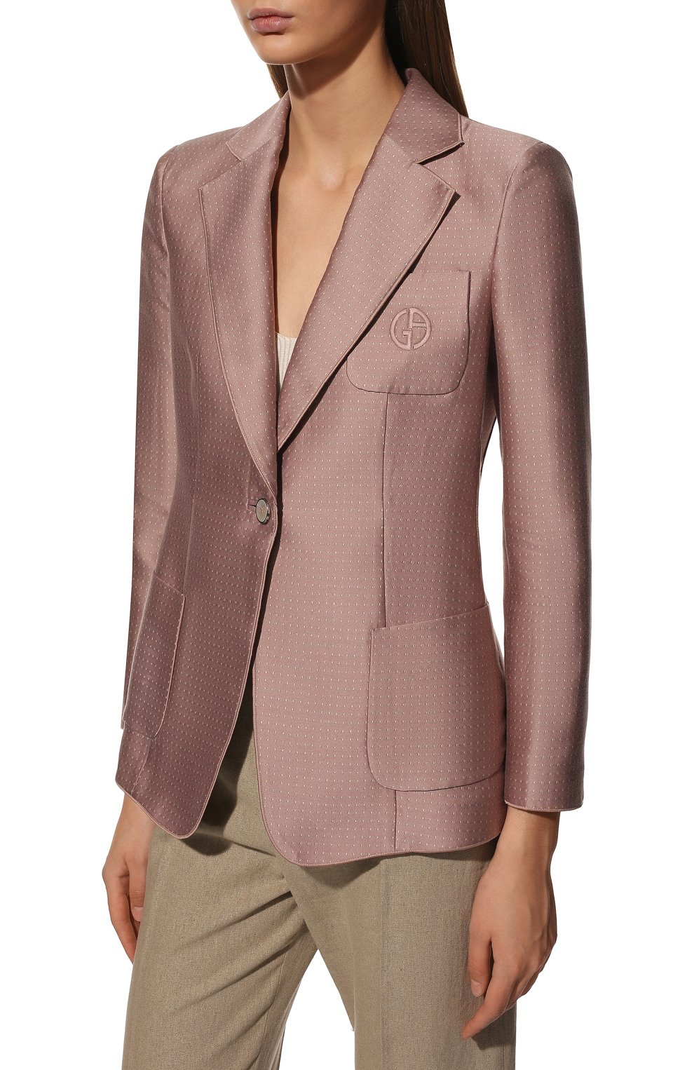 Жакет из хлопка и шелка GIORGIO ARMANI розового цвета по цене 349000 руб., арт. 2SHGG00C/T033W, фото 3 Жакет из хлопка и шелка GIORGIO ARMANI, арт. 2SHGG00C/T033W, фото 3